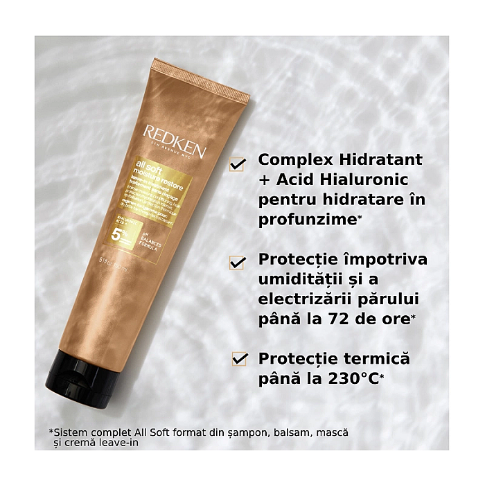 Crema profesionala leave-in pentru parul uscat all soft moisture restore