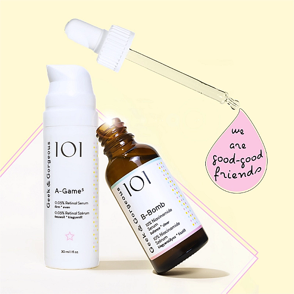 Duo pentru imbunatatirea aspectului pielii, ser cu niacinamide 30ml si ser cu retinal 30ml