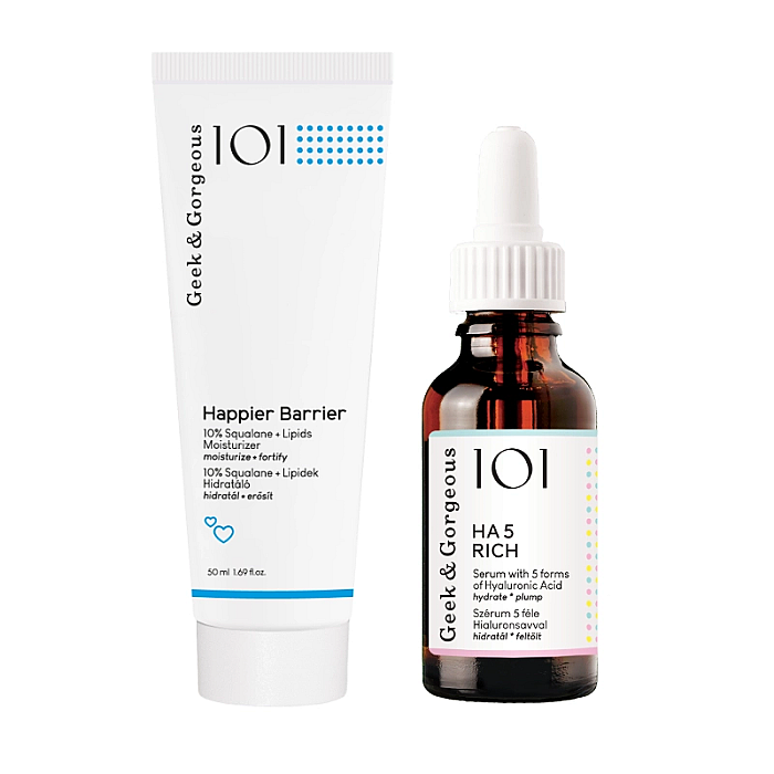 Duo pentru ten uscat, deshidratat, ser cu acid hialuronic 30ml si crema hidratanta cu squalane 50ml
