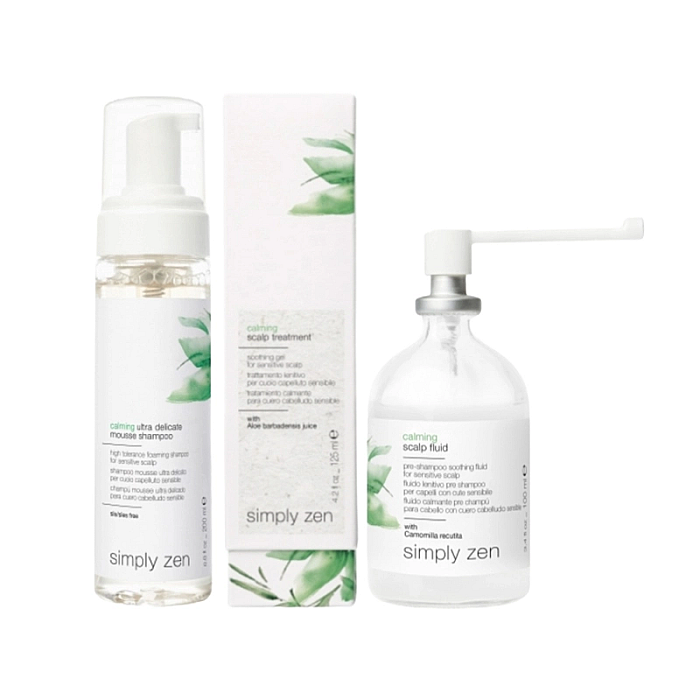 Pachet pentru scalp sensibil nuovo calming - sampon mousse 250ml, tratament 125ml, lotiune 100ml