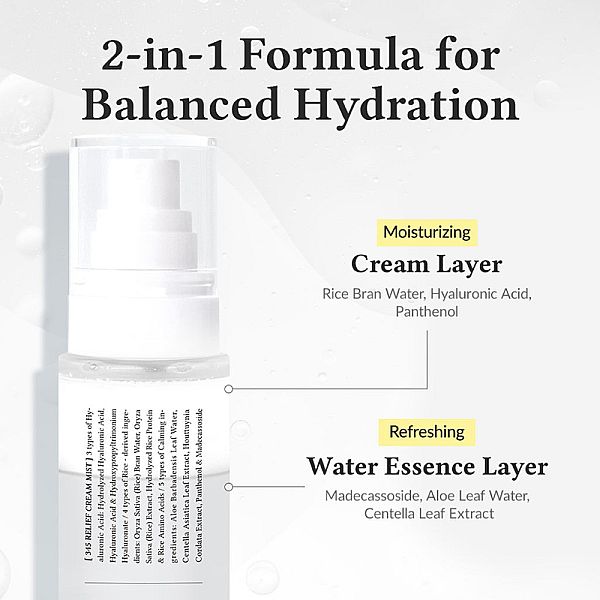Spray de fata hidratant cu pantenol si acid hialuronic 345 Relief Cream Mist
