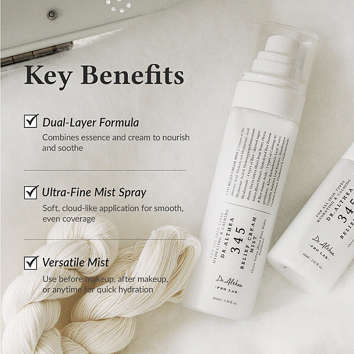 Spray de fata hidratant cu pantenol si acid hialuronic 345 Relief Cream Mist