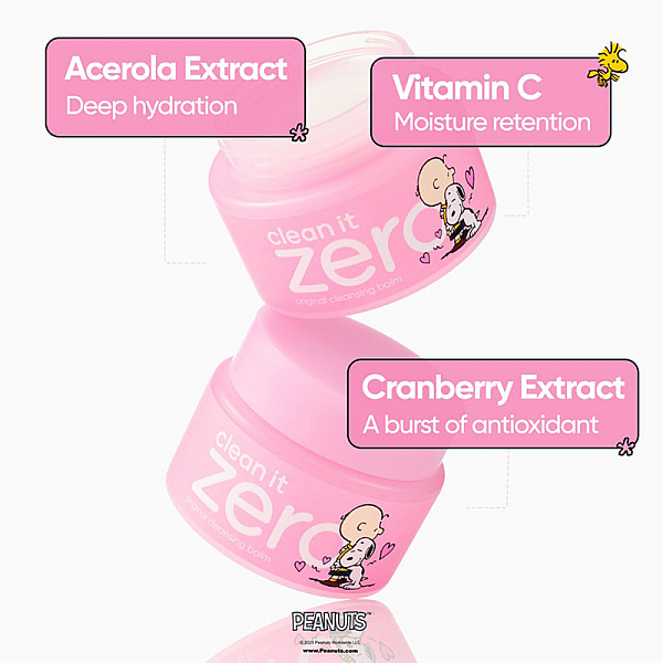 Set Balsam pentru curatare si demachiere Clean It Zero Original Balm Snoopy Edition + Mini oglinda