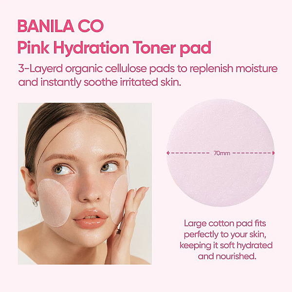 Dischete tonice hidratante cu acid hialuronic Clean It Zero Pink Hydration Toner Pad