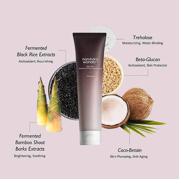 Gel de curatare pentru ten sensibil cu extract de orez negru Black Rice Soft Cleansing Gel
