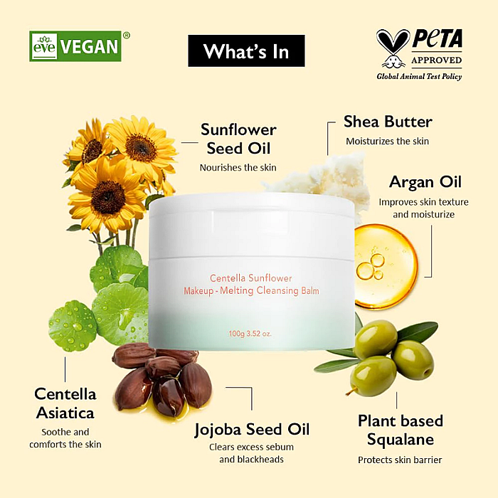 Balsam pentru curatare si demachiere cu Centella si ulei de floarea soarelui Makeup-Melting Cleansing Balm